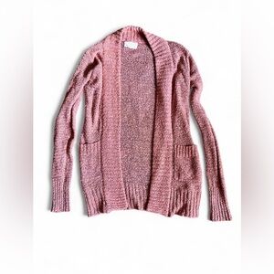 Ambiance Soft Pink Open Cardigan Sweater Cottagecore Spring Easter Size Small